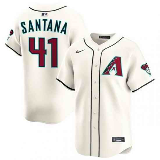 Men Arizona Diamondbacks Nike Home Limited Jersey Cream Santana Carlos 41