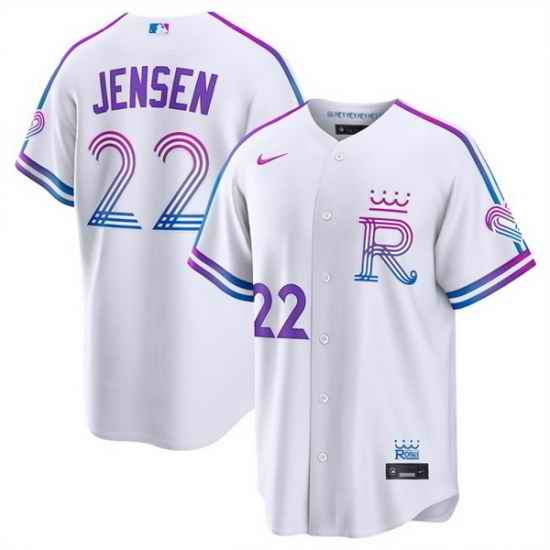 Men Kansas City Royals  22 Carter Jensen White 2026 City Connect Stadium Stitched Baseball Jersey