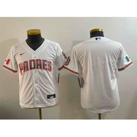 Youth San Diego Padres Blank White Mexico Cool Base Stitched Baseball Jersey