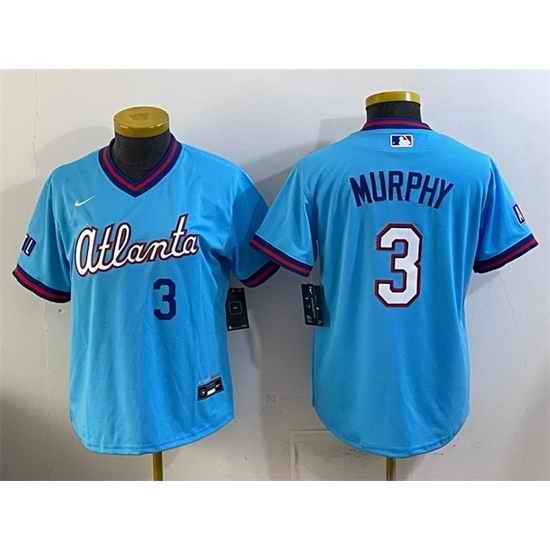 Women Atlanta Braves 3 Dale Murphy Powder Blue 2026 City Connect Stadium Stitched Baseball Jersey