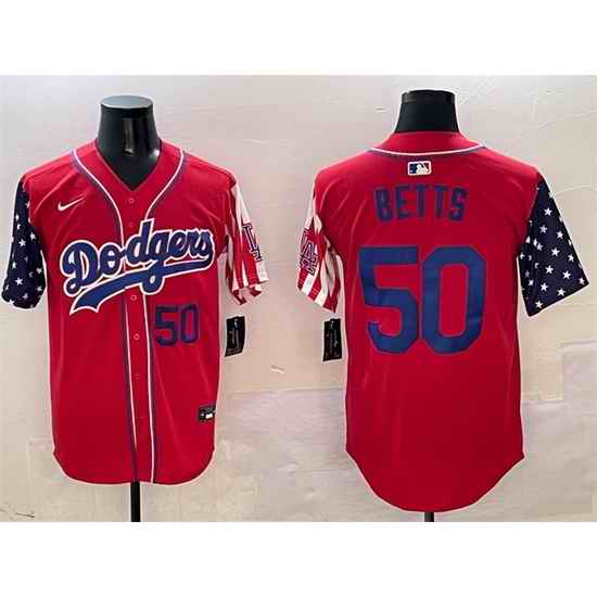 Men Los Angeles Dodgers 50 Mookie Betts Red Limited Stitched Baseball Jersey
