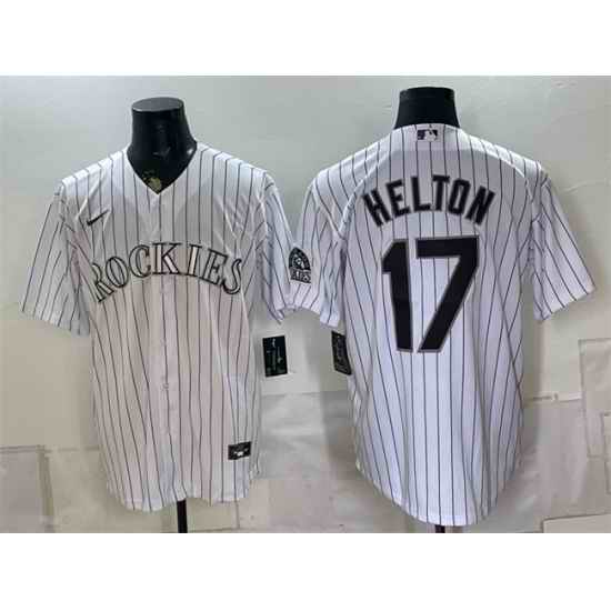 Men Colorado Rockies  17 Todd Helton White Home Stitched Baseball Jersey