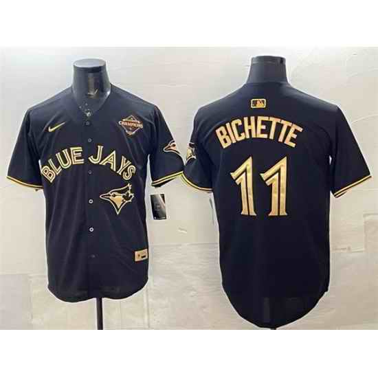 Men Toronto Blue Jays 11 Bo Bichette Black Gold 2025 American League Champions Limited Stitched Baseball Jersey