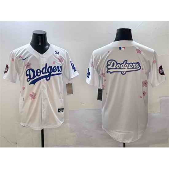 Men Los Angeles Dodgers Team Big Logo White 2025 Tokyo Series Limited Stitched Baseball Jersey