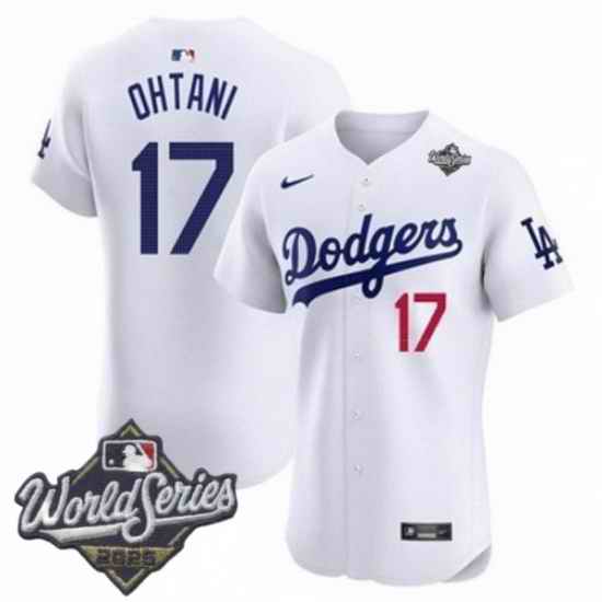 Men Los Angeles Dodgers 17 Shohei Ohtani 2025 World Series Cool Base Stitched Baseball Jersey White