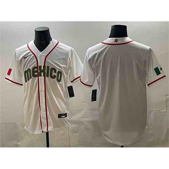 Men Mexico Baseball Blank White 2026 World Baseball Classic Home Stadium Stitched Jersey