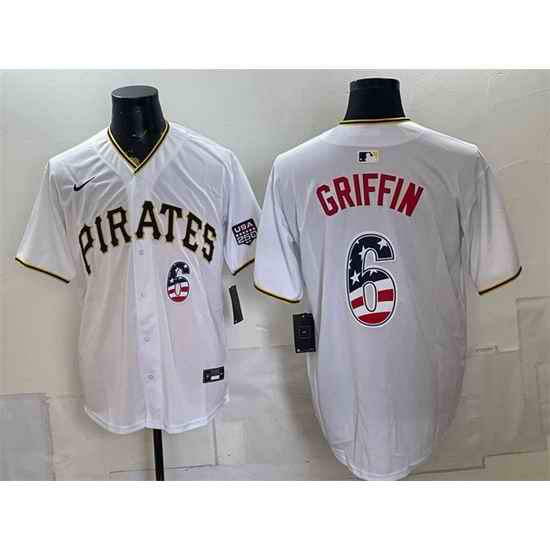 Men Pittsburgh Pirates  6 Konnor Griffin White USA 250 Fourth of July Stitched Baseball Jersey