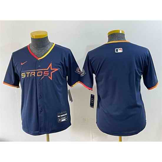 Youth Houston Astros Blank Navy 2025 City Connect Limited Stitched Baseball Jersey