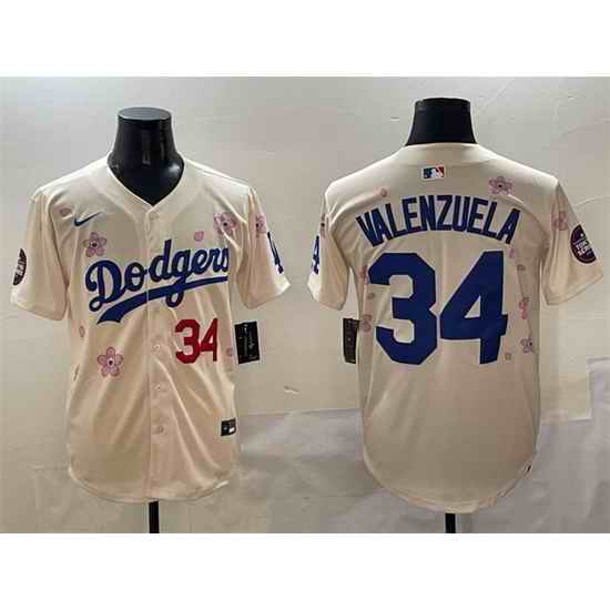 Men Los Angeles Dodgers 34 Fernando Valenzuela Cream 2025 Tokyo Series Limited Stitched Baseball Jersey