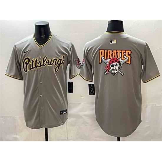 Men Pittsburgh Pirates Team Big Logo Gray Limited Stitched Baseball Jersey