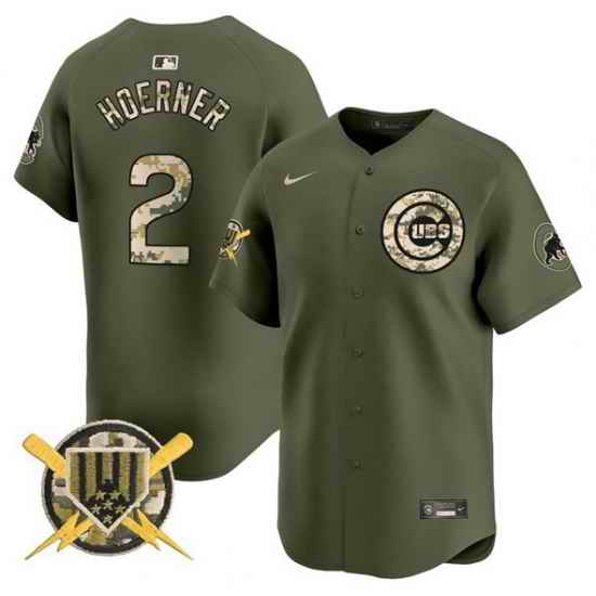 Men Chicago Cubs 2 Nico Hoerner Green Armed Forces Day Vapor Limited Stitched Baseball Jersey