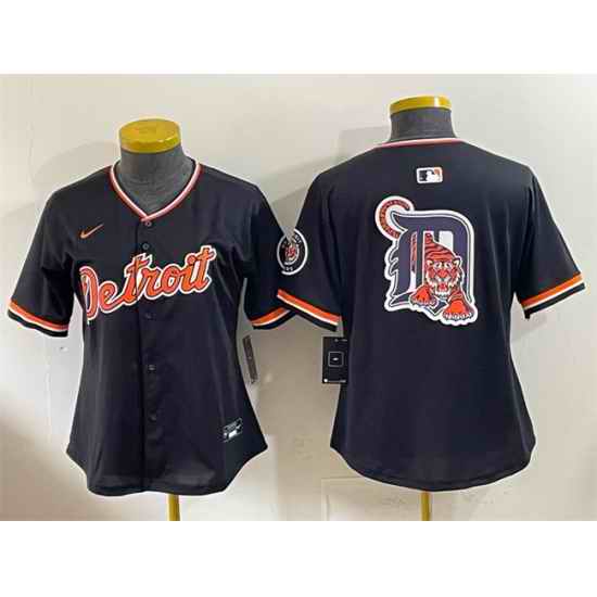 Youth Detroit Tigers Team Big Logo Black 2026 Alternate Vapor Premier Limited Stitched Baseball Jersey
