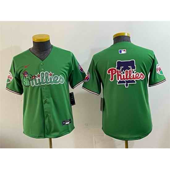 Youth Philadelphia Phillies Team Big Logo Green Phanatic Limited Stitched Jersey