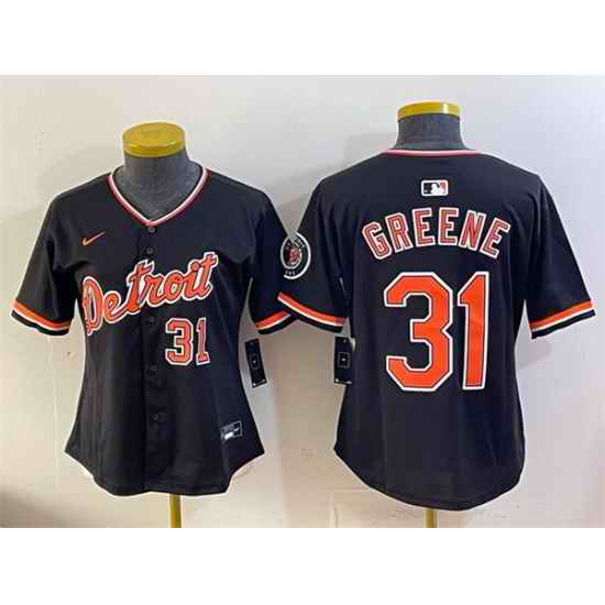 Women Detroit Tigers  31 Riley Greene Black 2026 Alternate Vapor Premier Limited Stitched Baseball Jersey Run Small