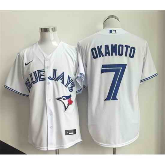 Men Toronto Blue Jays  7 Kazuma Okamoto White Home Limited Stitched Baseball Jersey