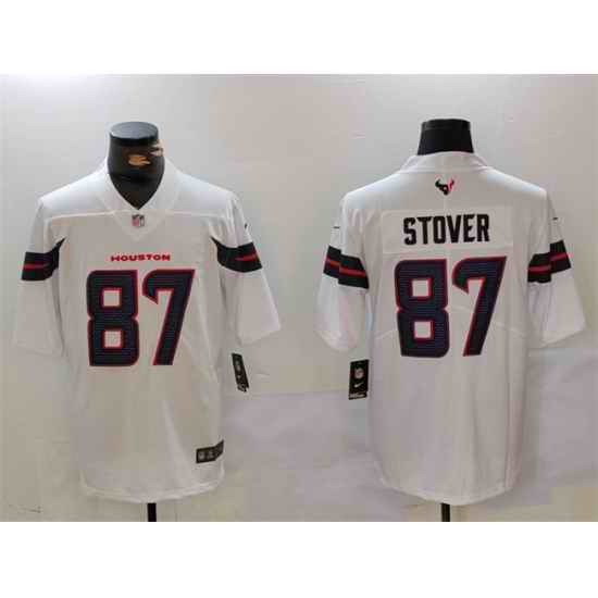 Men Houston Texans 87 Cade Stover White Vapor Untouchable Stitched Footb