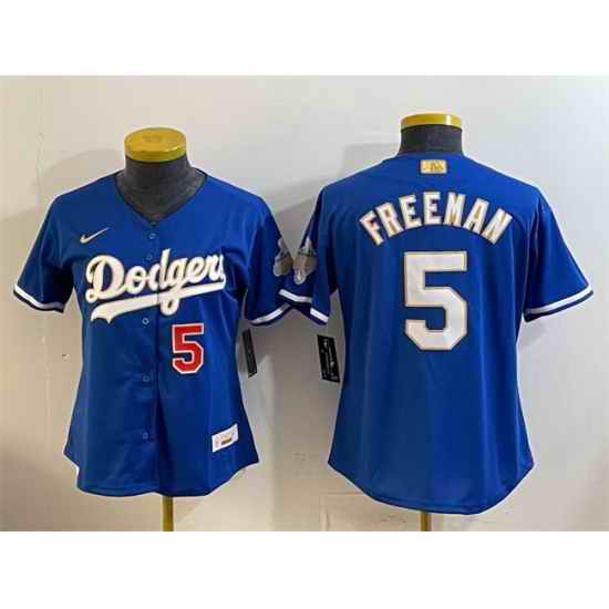 Youth Los Angeles Dodgers  5 Freddie Freeman Royal 2026 Alternate Gold Collection Stadium Stitched Baseball Jersey