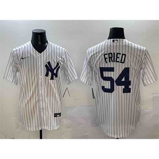 Men New York Yankees 54 Max Fried White Cool Base Stitched Baseball Jersey