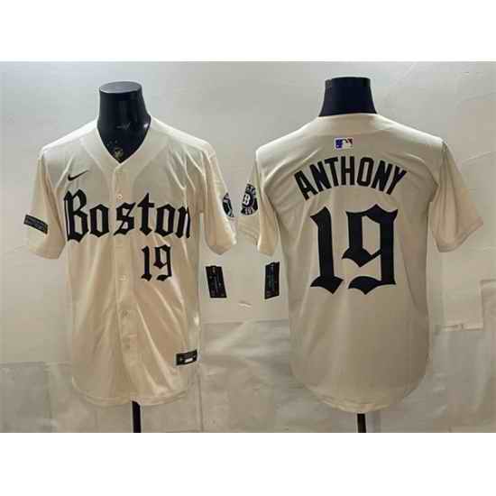 Men Boston Red Sox  19 Roman Anthony Cream Gothic Vapor Limited Stitched Baseball Jersey
