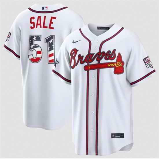 Men Atlanta Braves  51 Chris Sale White 2026 All Star Edition Stars   Stripes Stadium Pick A Player Stitched Baseball Jersey