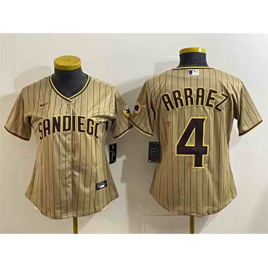 Women San Diego Padres 4 Luis Arraez Tan Stitched Baseball Jersey