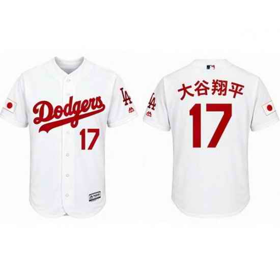 Men Los Angeles Dodgers  17 Shohei Ohtani White Stitched Baseball Jersey