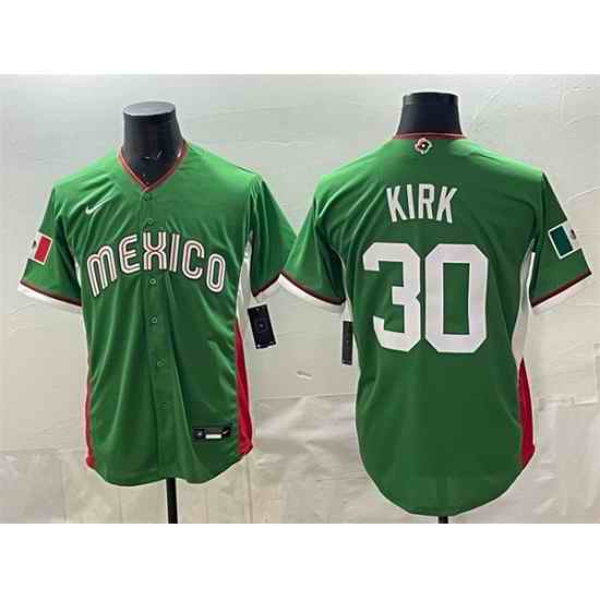 Men Mexico Baseball  30 Alejandro Kirk Green 2026 World Baseball Classic Stadium Stitched Jersey