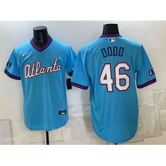 Men Atlanta Braves 46 Dylan Dodd Blue 2026 City Connect Stadium Stitched Baseball Jersey