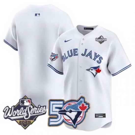 Men Women Youth Blue Jays 50th Patch 2025 World Series White Team Blank Stitched Jersey