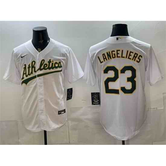 Men Oakland Athletics  Shea Langeliers White Stitched Baseball Jersey