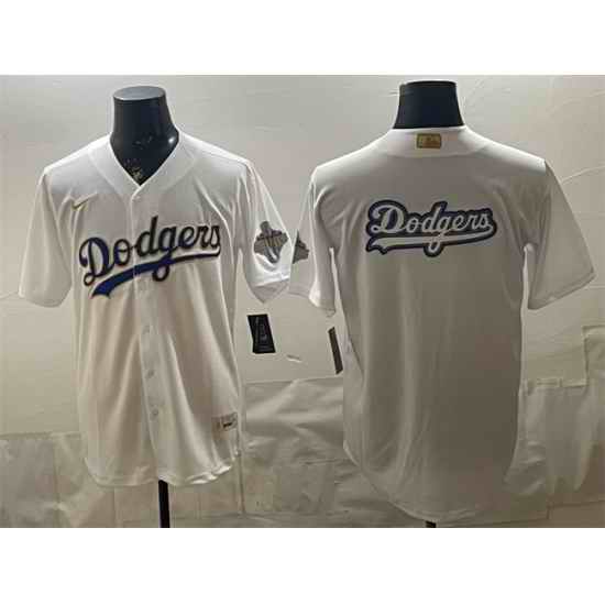Men Los Angeles Dodgers Team Big Logo White 2026 Gold Collection Stadium Stitched Baseball Jersey 001