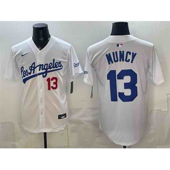 Men Los Angeles Dodgers  13 Max Muncy White Alternate Stadium Stitched Baseball Jersey