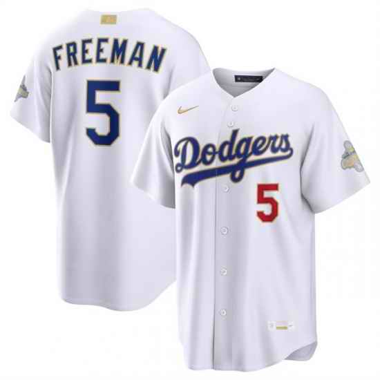 Youth Los Angeles Dodgers  5 Freddie Freeman White 2026 Gold Collection Stadium Stitched Baseball Jersey