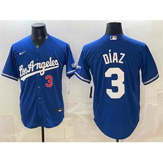 Men Los Angeles Dodgers  3 Edwin D%C3%ADaz Royal Alternate Stadium Stitched Baseball Jersey