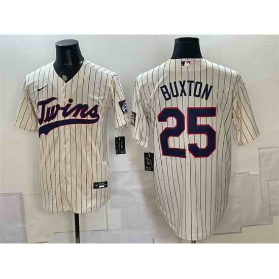 Men Minnesota Twins 25 Byron Buxton Cream 2026 Field of Dreams Stadium Stitched Baseball Jersey
