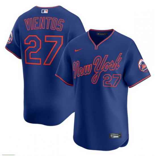 Men New York Mets Mark Vientos 27 Blue Alternate Stitched Jersey