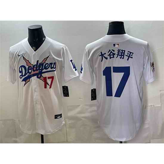 Men Los Angeles Dodgers x One Piece  17 Shohei Ohtani White Vapor Premier Limited Stitched Baseball Jersey