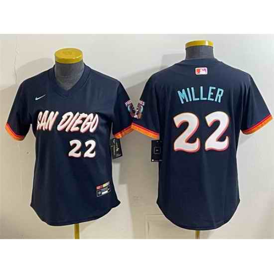 Women San Diego Padres  22 Mason Miller Obsidian 2026 City Connect Stadium Stitched Baseball Jersey