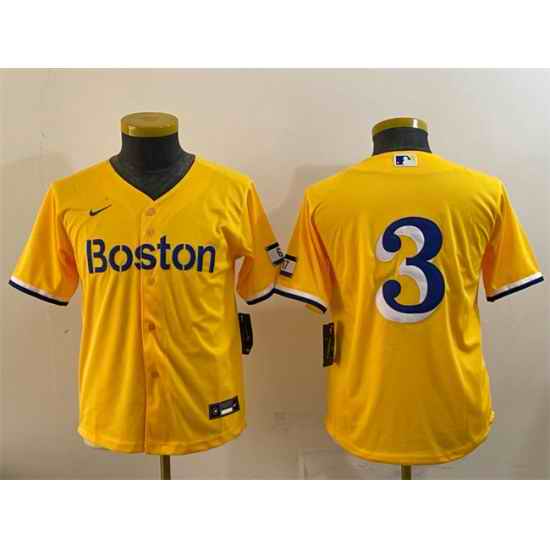 Youth Boston Red Sox 3 Ceddanne Rafaela Gold City Connect Stitched Baseball Jersey