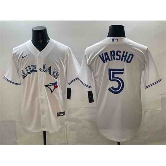 Men Toronto Blue Jays  5 Daulton Varsho White 2025 Cool Base Stitched Baseball Jersey