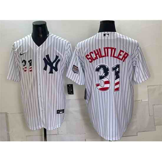 Men New York Yankees 31 Cam Schlittler White 2026 All Star Edition Stars  Stripes Stadium Pick A Player Stitched Baseball Jersey