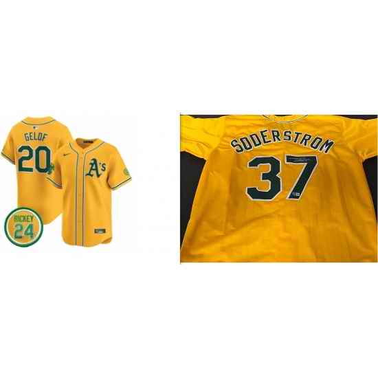 Men Oakland Athlentic Tyler Soderstrom #37 Yellow Stitched MLB Jersey
