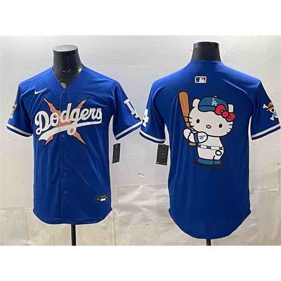 Men Los Angeles Dodgers x One Piece Team Big Logo Royal Vapor Premier Limited Stitched Baseball Jersey