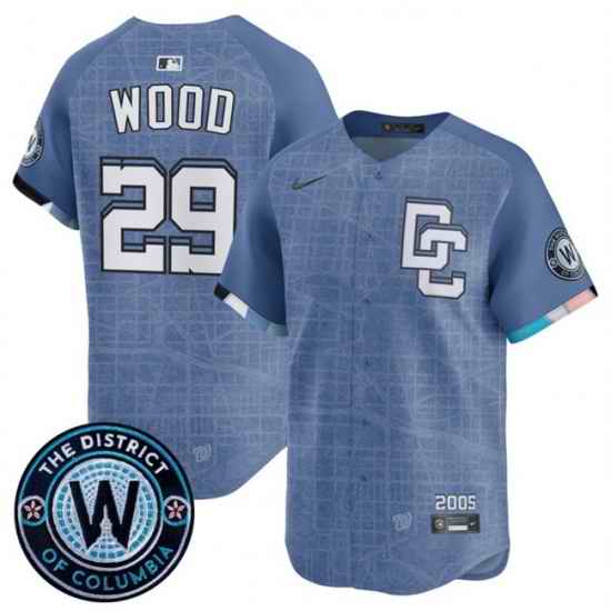 Men Washington Nationals 29 James Wood Blue 2025 City Connect Limited Stitched Baseball Jersey