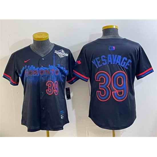 Women Toronto Blue Jays 39 Trey Yesavage Navy 2025 World Series City Connect Limited Stitched Baseball Jersey