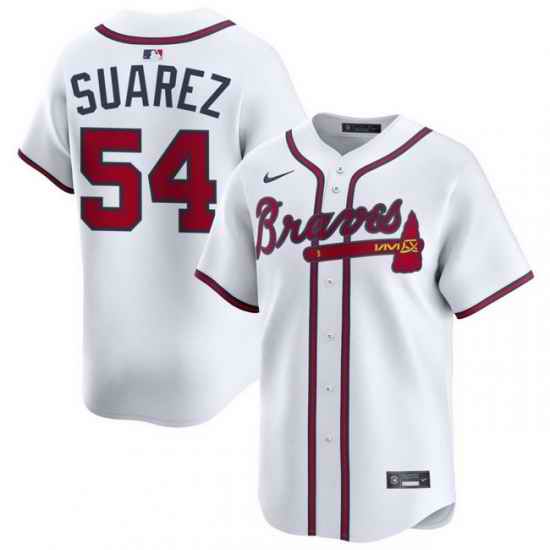 Men Atlanta Braves Nike Alternate Limited Jersey White Suarez Jose 54