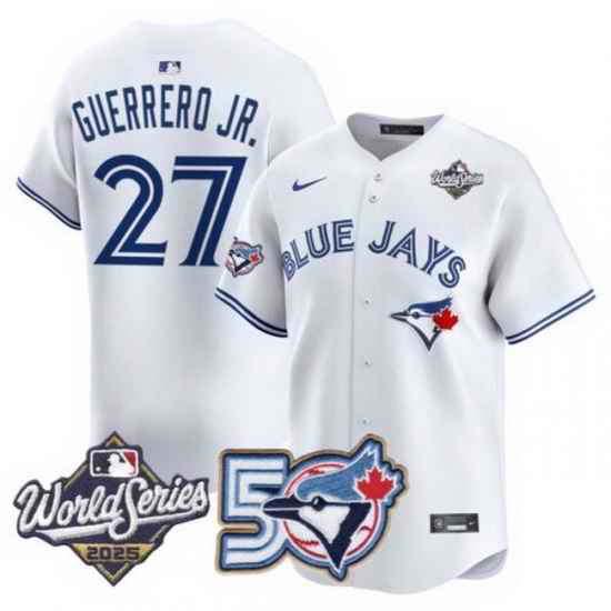 Men Women Youth Blue Jays 50th Patch 2025 World Series White 27 Guerrero JR. Stitched Jersey