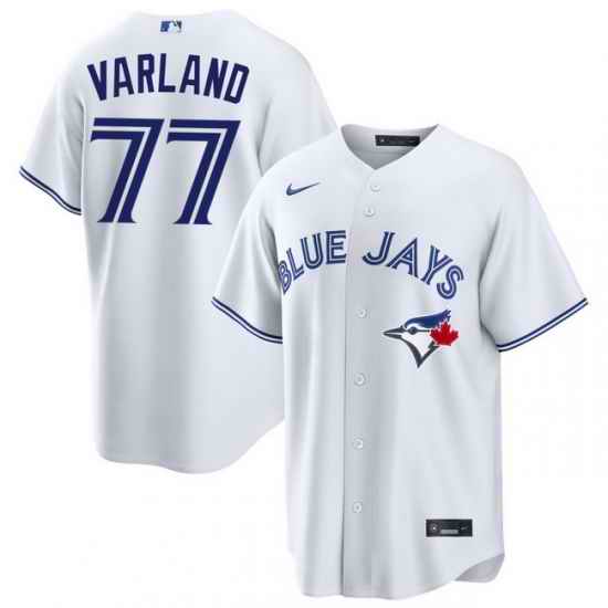 Men Toronto Blue Jays Louis Varland 77 White Home Limited Stitched Baseball Jersey
