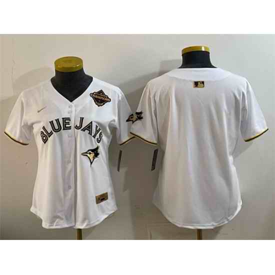 Women Toronto Blue Jays Blank White Gold 2025 American League Champions Limited Stitched Baseball Jersey