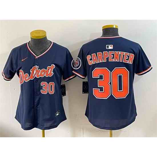 Youth Detroit Tigers 30 Kerry Carpenter Navy 2026 Alternate Vapor Premier Limited Stitched Baseball Jersey